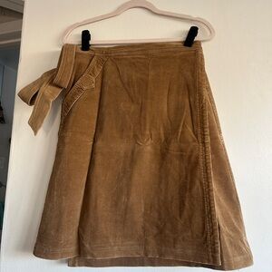 Chic Tan A-Line Corduroy wrap Skirt